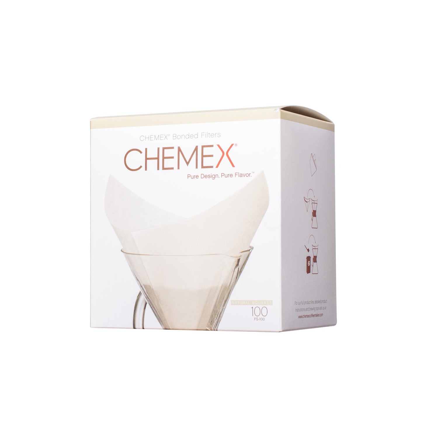 Chemex Bonded White Square Coffee Filters, 100 Count